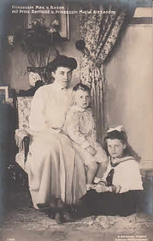 Prinzessin Max mit Prinz Berthold und Maria Alexandra von Baden