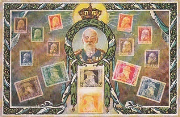 Prinzregent Luitpold von Bayern mit Briefmarken