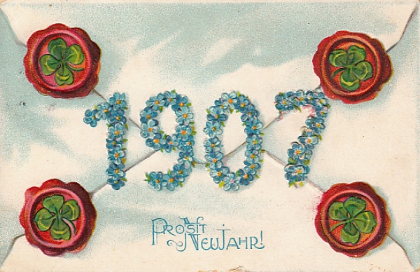 Jahreszahlen Neujahrswunsch 1907