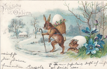 Fröhliche Ostern Hase liefert Eier aus