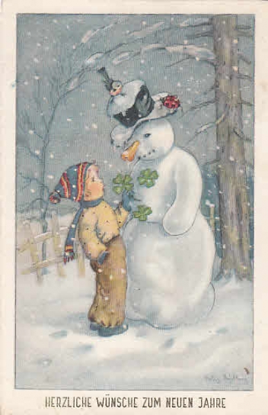 Schneemann Neujahrskarte