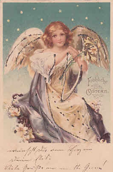 Fröhliche Ostern mit Engel Klitzer Karte