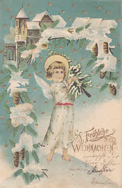 Weihnachten Engel Prägedruck Karte