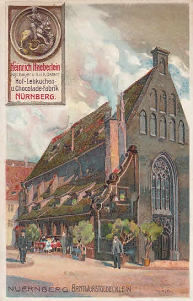 Werbungskarte Lebkuchen Heinich Haeberlein Nürnberg