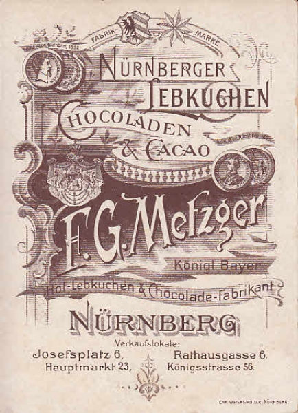 Werbungskarte Lebkuchen Fa. Metzger Nürnberg
